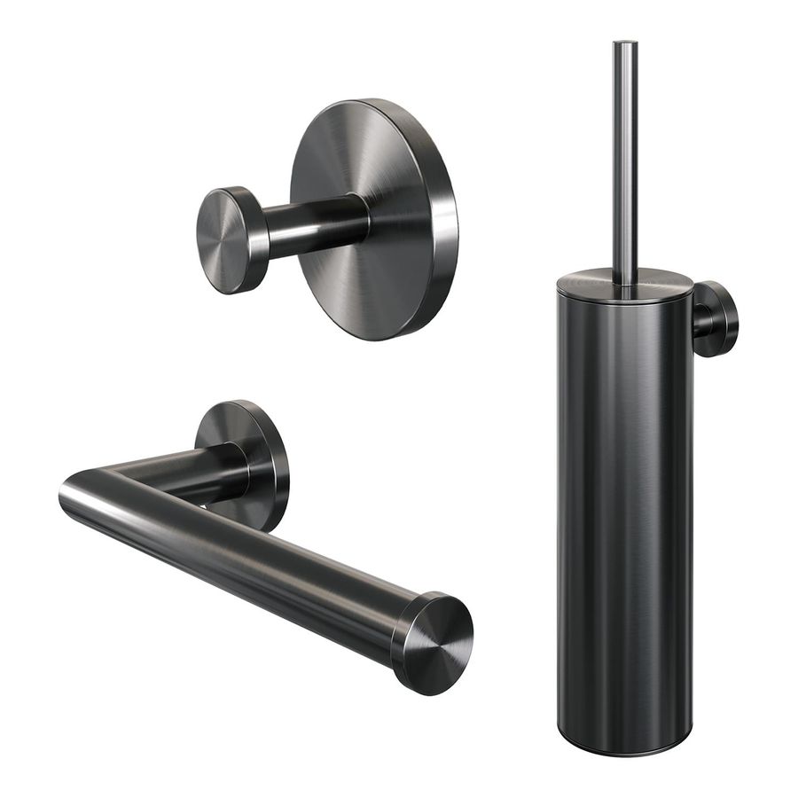 Gunmetal toiletaccessoire set voor de industriele badkamer