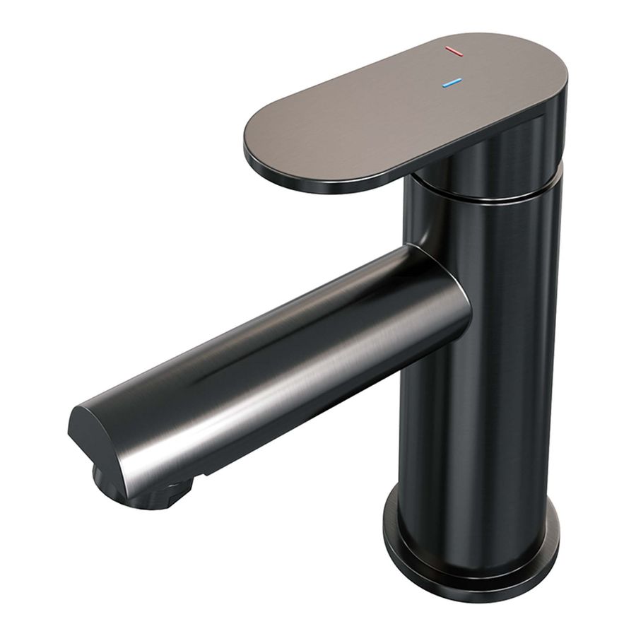 Opbouw wastafelmengkraan in geborsteld gunmetal voor de industriele badkamer