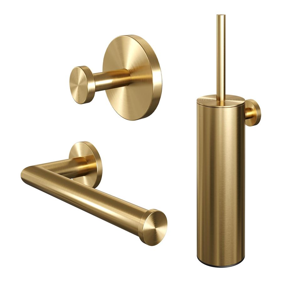 Gouden japandi badkamer accessoires set van Brauer