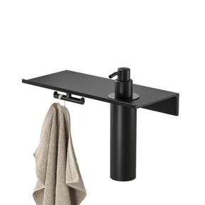 Producten/Geesa/LEEV/ImageGallery/geesa-leev-planchet-en-zeepdispenser-200ml-met-handdoekhaak-zwart-28x125x206cm-mat-zwartzwart-91821606280-91821606280-1.jpeg