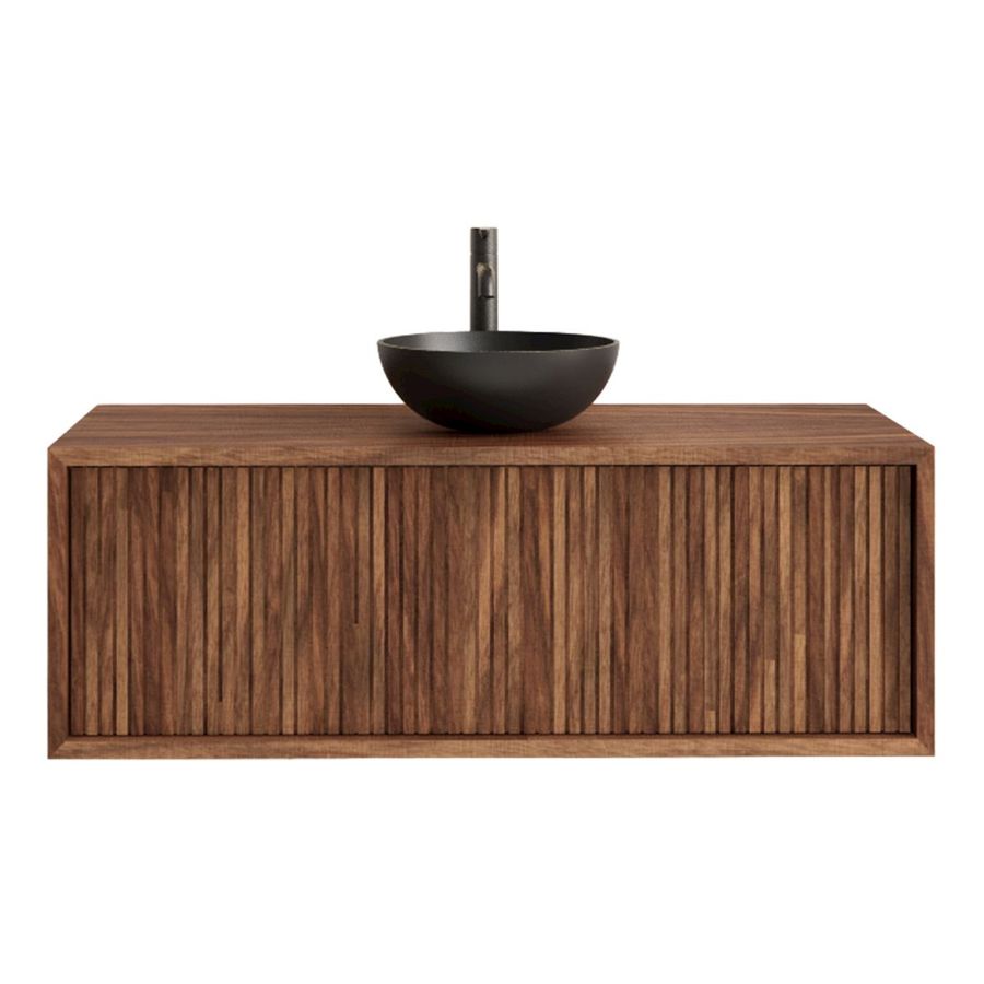 Walnoot japandi badkamer meubel van Gliss Design